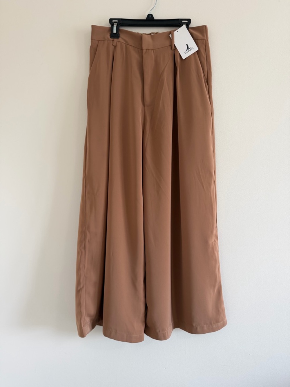 Tronjori Wide Leg Women’s Palazzo Pants in Camel Brown